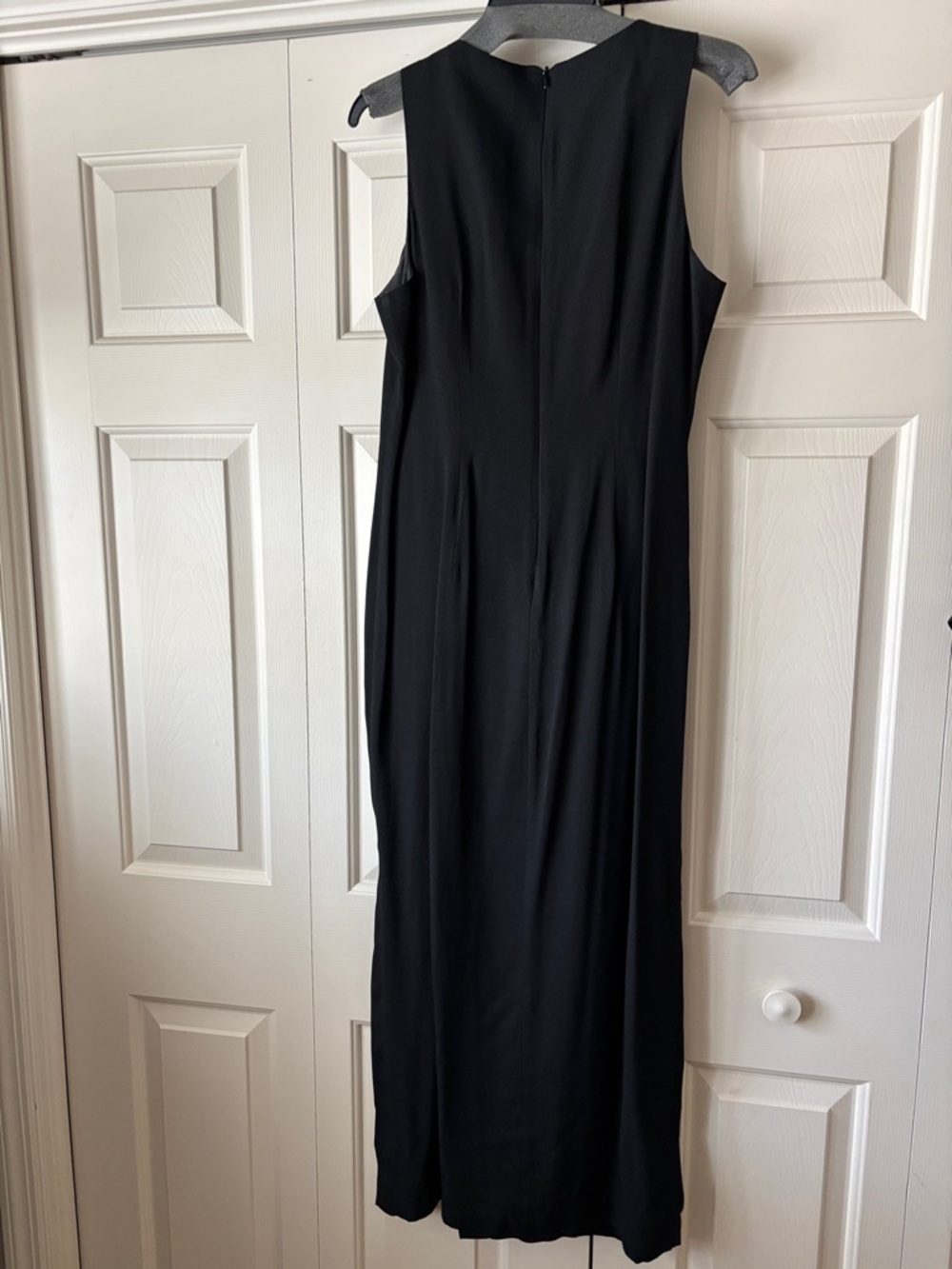 J.R.Nites Elegant Black Two-Piece Evening Dress with Side Slit and Sheer Sleeves - Picture 4 of 8
